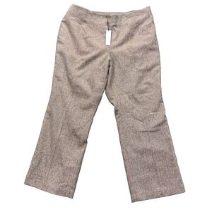 Talbots Pants Womens 20W Brown Herringbone Tweed Pull On Lined wool blend NEW
